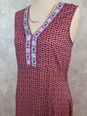 Tribal Femme Sleeveless Dress Geo Print Boho Midi Stretch Rayon
